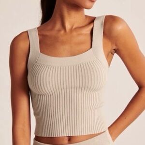 Abercrombie & Fitch Tan Ribbed Crop Tank Top